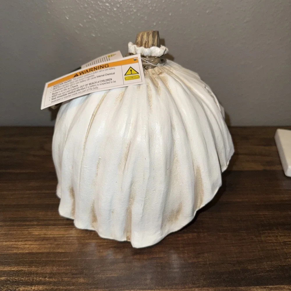 New Toil & Trouble Halloween Pumpkin With Ghost Mask  LED Light Up Larger One